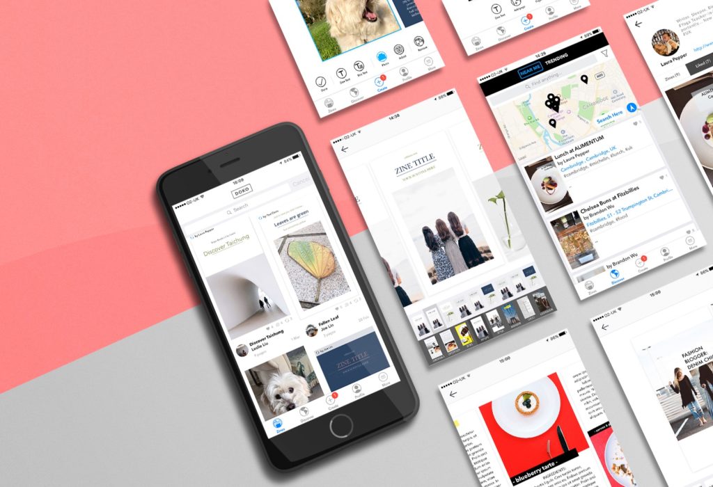 Screenshots of social media app Doko
