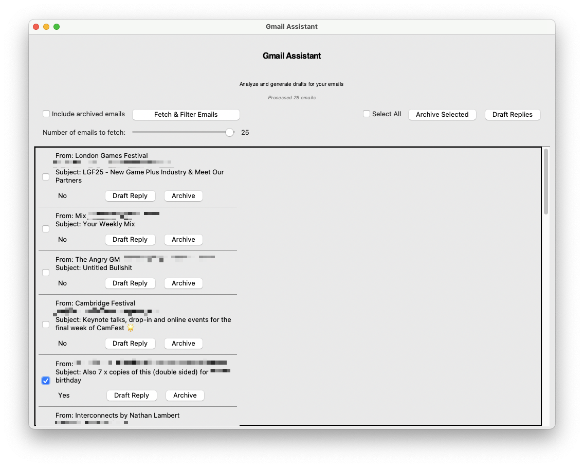 Email AI Assistant interface screenshot