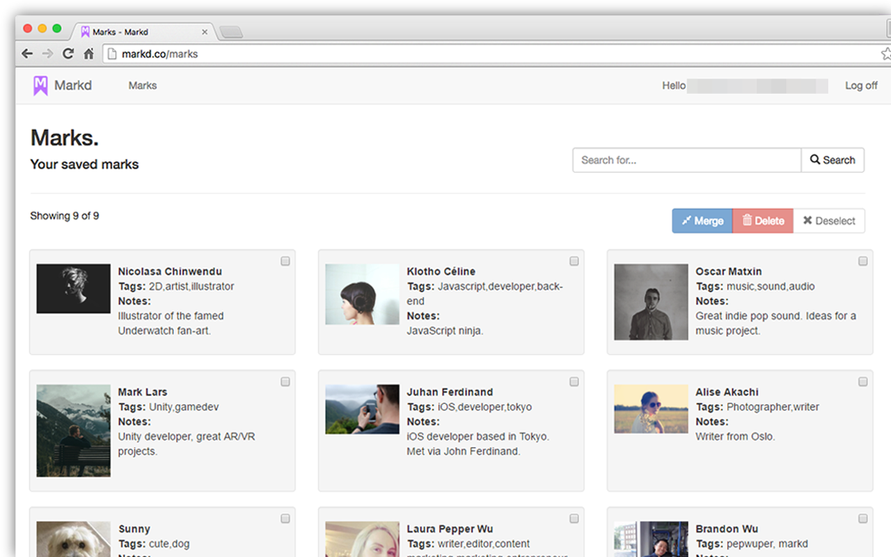 Markd interface screenshot