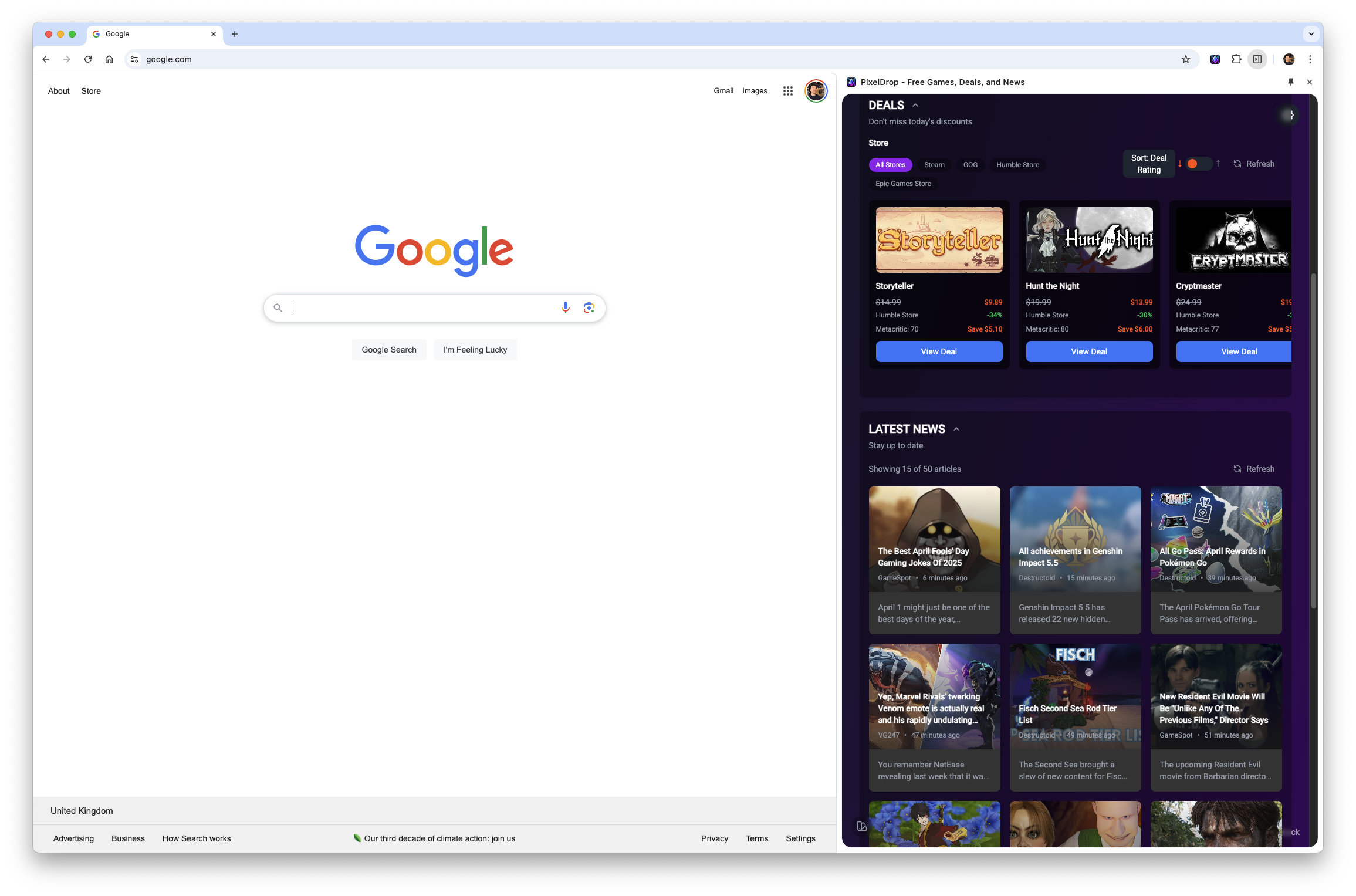Screenshots of browser extension pixeldrop